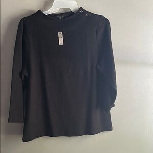 Talbots Black and White 3/4 Sleeve Top
